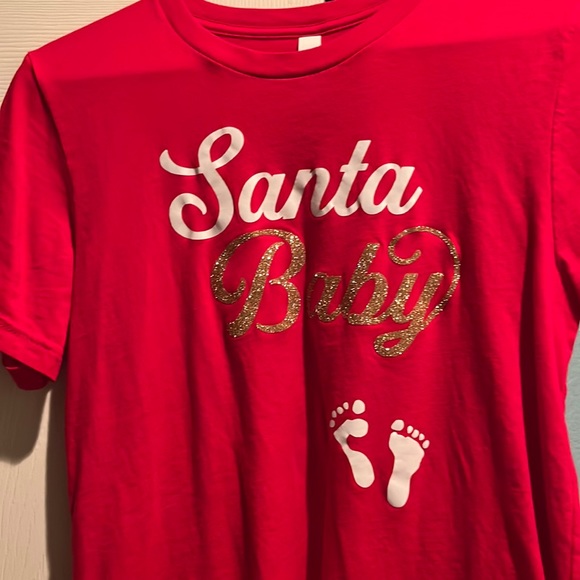 Red Medium Santa Baby Maternity Shirt - Picture 1 of 5